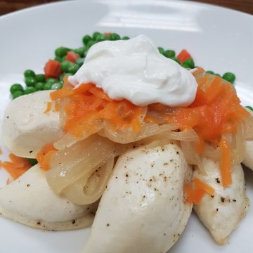 Perogies served with Caramelized Onions