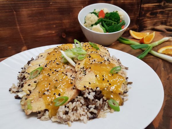 Grilled Chicken over Wild Rice