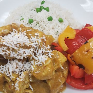 Coconut Curried Chicken served over Rice